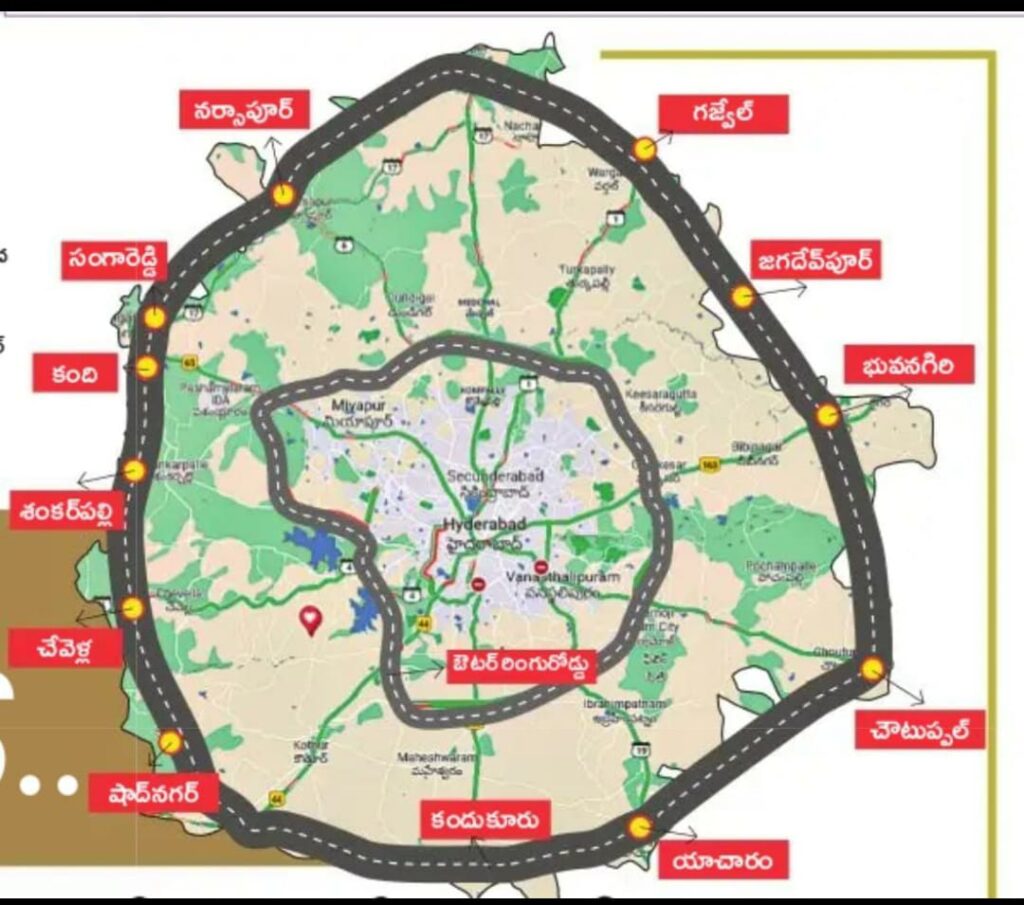 RRR route map in Hyderabad