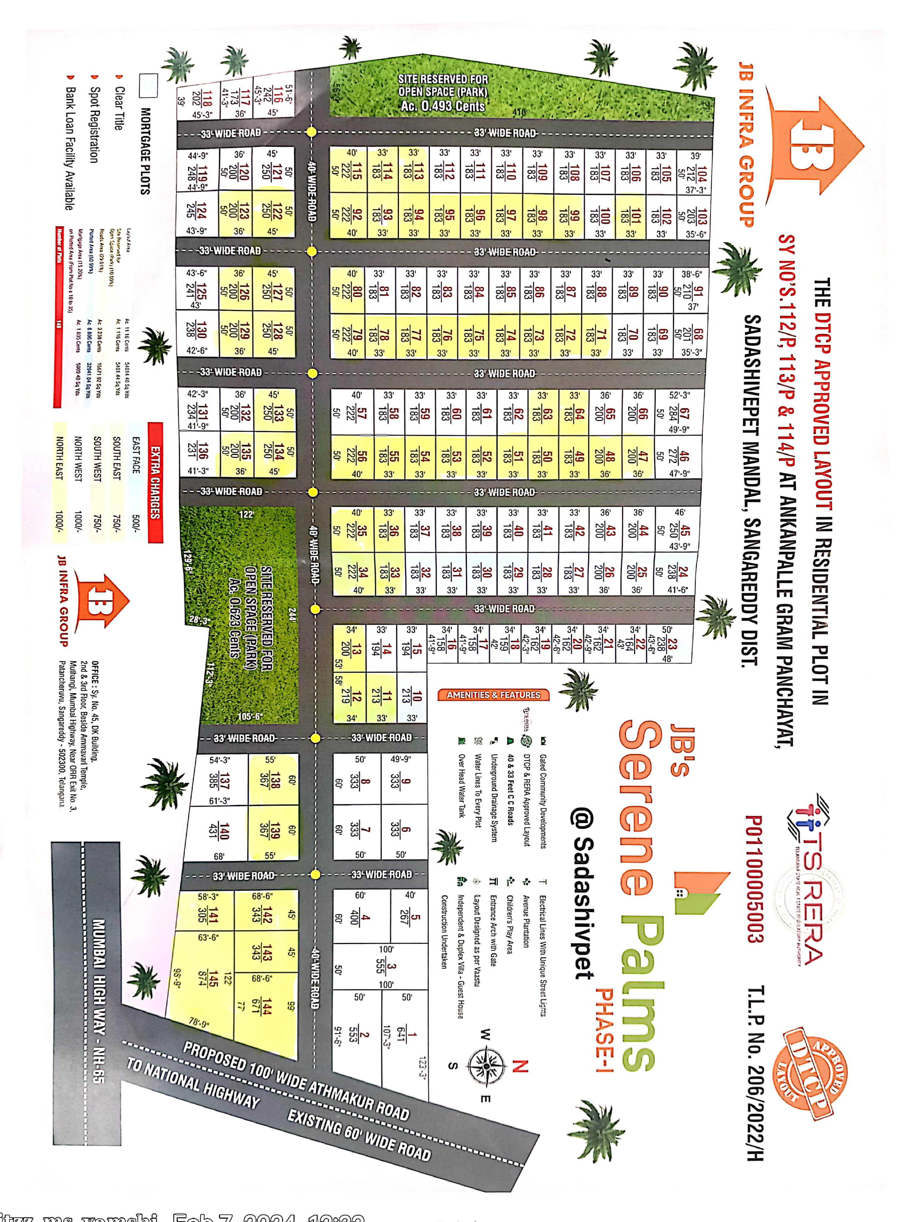 JB Infra Group premium DTCP open plats with low cost and very near to Mumbai highway at Sadashivpet Hyderabad